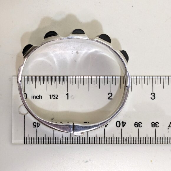 Mexico 64g Pineda-Inspired Sterling Onyx Hinged Cuff - Picture 13 of 14